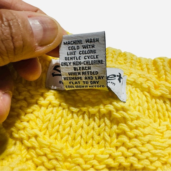 Vintage Yellow Serengeti Knit Sweater XL 3/4 Sleeve Cotton Acrylic Blend - Picture 8 of 10